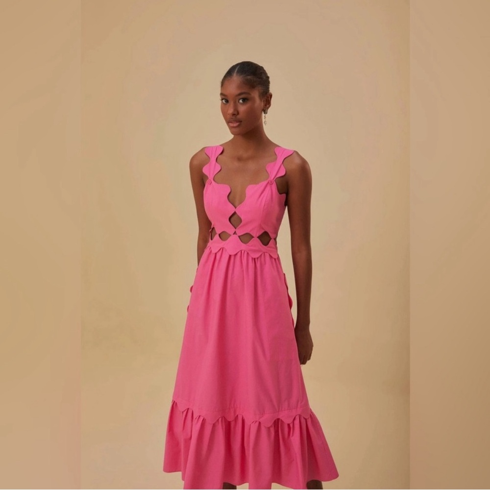 Farm Rio Pink cut out midi!!!  Beautiful dress!! NWT I need a small :)